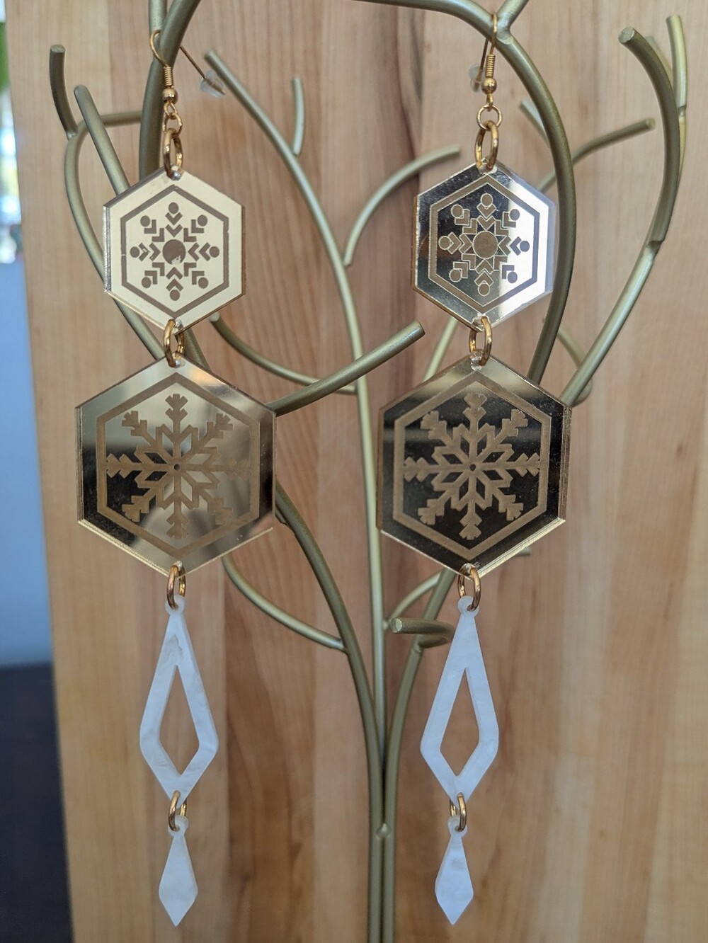 Gold Snowflake Earrings